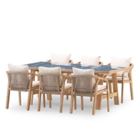 Ensemble de table en bois bleu et céramique et 6 chaises Siena - Java Light