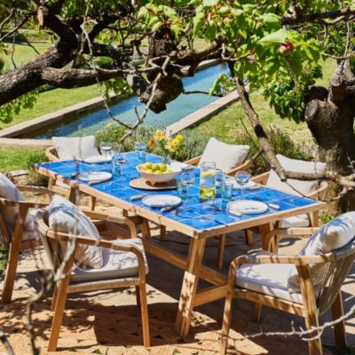 Ensemble de table en bois bleu et céramique et 6 chaises Siena - Java Light