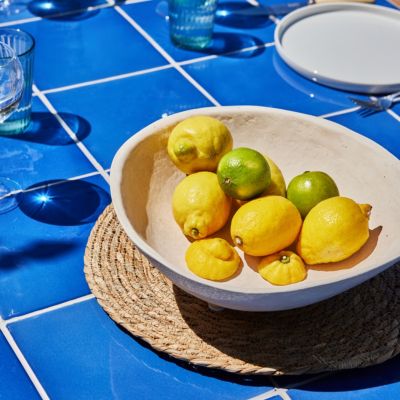 Ensemble de table en bois bleu et céramique et 6 chaises Siena - Java Light