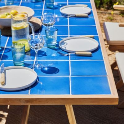 Ensemble de table en bois bleu et céramique et 6 chaises Siena - Java Light