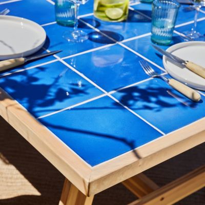 Ensemble de table en bois bleu et céramique et 6 chaises Siena - Java Light