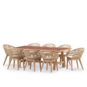 Ensemble de table en bois de terre cuite et céramique et 8 chaises Provenza - Java Light