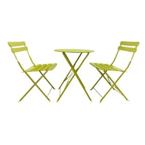 Ensemble de Table et 2 Chaises Pliantes de Jardin Acier Vert Clair Rebecca Mobili