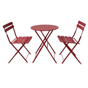 Ensemble de Table et 2 Chaises Pliantes de Jardin Rouge Bleu Clair Rebecca Mobili