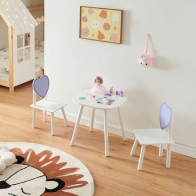 Ensemble de table et 2 chaises pour enfants Siljan blanc violet en.casa