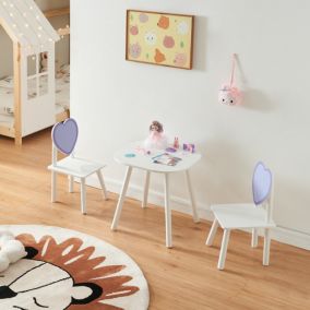 Ensemble de table et 2 chaises pour enfants Siljan blanc violet en.casa