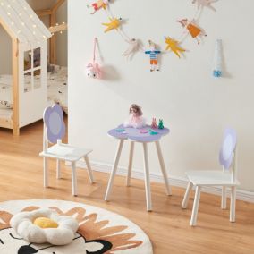 Ensemble de table et 2 chaises pour enfants Simrishamn blanc violet en.casa