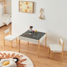 Ensemble de table et 2 chaises pour enfants Smedjebacken naturel blanc noir en.casa
