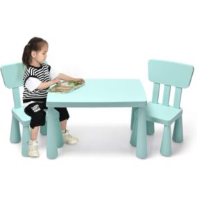 Ensemble de Table et Chaises pour Enfants Table et 2 Chaises en Plastique pour Activités étude Vert