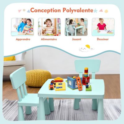 Ensemble de Table et Chaises pour Enfants Table et 2 Chaises en Plastique pour Activités étude Vert