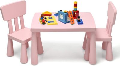 Ensemble de Table et Chaises pour Enfants Table et 2 Chaises en Plastique pour Activites etude Utilisation Rose