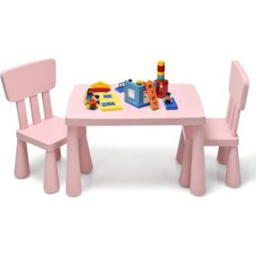 Ensemble de Table et Chaises pour Enfants Table et 2 Chaises en Plastique pour Activites etude Utilisation Rose