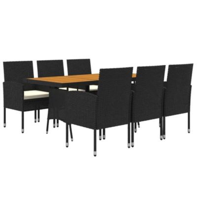 Ensemble de Table à Manger Noir - Salon de Jardin - Table de jardin - Chaises de Repas - Dîner d'Extérieur Jardin Terrasse