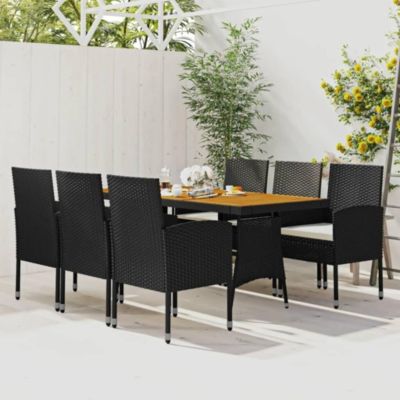 Ensemble de Table à Manger Noir - Salon de Jardin - Table de jardin - Chaises de Repas - Dîner d'Extérieur Jardin Terrasse