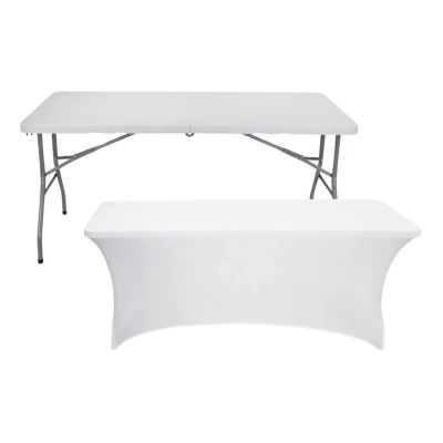Ensemble de Table Pliante Rectangulaire Avec Housse Pour restauration 150x74cm 7house