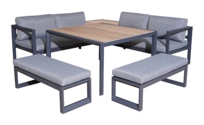 Ensemble détente et repas Royan 6/8 Personnes coloris Gris Proloisirs