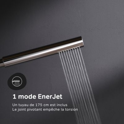 Ensemble douche bain-douche Chromé sans mitigeur Pommeau tropical Douchette EnerJet Air-In -30% Spike