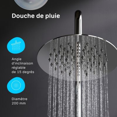 Ensemble douche bain-douche Chromé sans mitigeur Pommeau tropical Douchette EnerJet Air-In -30% Spike