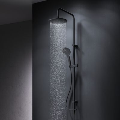 Ensemble douche bain-douche Noir mat sans mitigeur Pommeau pluie 220mm Douchette EnerJet PVD Hit