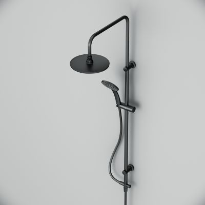 Ensemble douche bain-douche Noir mat sans mitigeur Pommeau pluie 220mm Douchette EnerJet PVD Hit