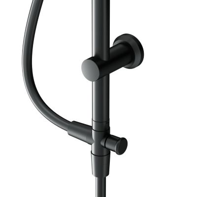 Ensemble douche bain-douche Noir mat sans mitigeur Pommeau pluie 220mm Douchette EnerJet PVD Hit