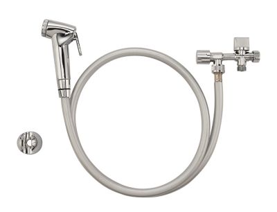 Ensemble douchette WC en ABS chromé, 1 robinet 3 voies et 1 flexible PVC Noyon et Thiebault