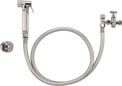 Ensemble douchette WC en laiton, support, robinet et flexible PVC Noyon et Thiebault