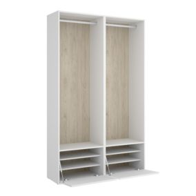 Ensemble dressing avec 2 portes à chaussures et fond d'arrière réversible coloris chêne naturel, blanc