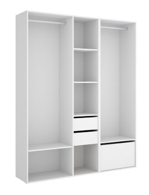 Ensemble dressing avec 2 tiroirs + 1 porte à chaussure et fond d'arrière réversible coloris chêne naturel, blanc