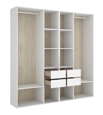 Ensemble dressing avec 4 tiroirs et fond d'arrière réversible coloris chêne naturel, blanc