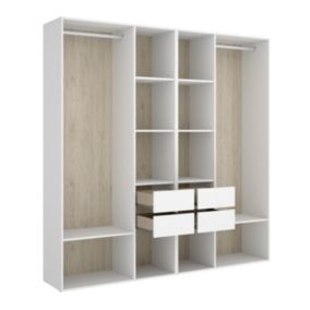 Ensemble dressing avec 4 tiroirs et fond d'arrière réversible coloris chêne naturel, blanc
