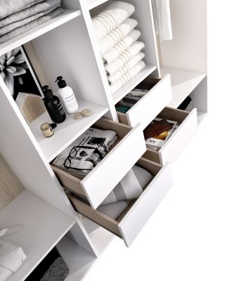Ensemble dressing avec 4 tiroirs et fond d'arrière réversible coloris chêne naturel, blanc
