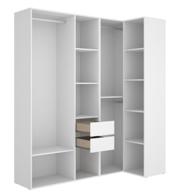 Ensemble dressing d'angle avec 2 tiroirs et fond d'arrière réversible coloris chêne naturel, blanc