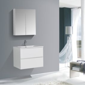 Ensemble EDGE 650, Sans miroir, Blanc brillant, 1x meuble mural flexible, Blanc brillant