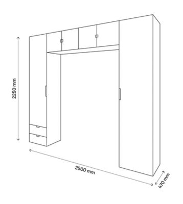Ensemble en arche colonnes portes battantes et caissons suspendus blancs GoodHome Atomia H. 225 x L. 250 x P. 47 cm