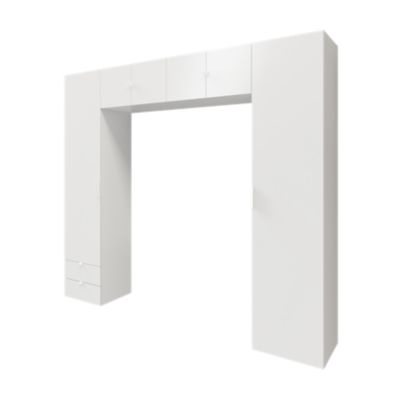 Ensemble en arche colonnes portes battantes et caissons suspendus blancs GoodHome Atomia H. 225 x L. 250 x P. 47 cm