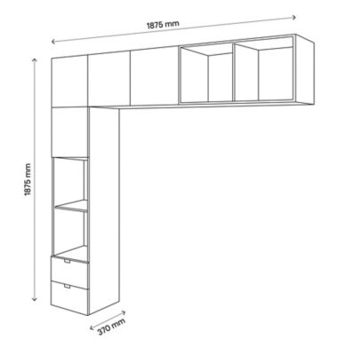 Ensemble en L colonne et caissons suspendus blancs GoodHome Atomia H. 187,5 x L. 187,5 x P. 37 cm