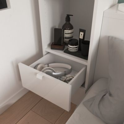Ensemble en L colonne et caissons suspendus blancs GoodHome Atomia H. 187,5 x L. 187,5 x P. 37 cm