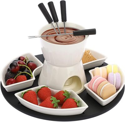 Ensemble à fondue en céramique 300 ml avec plateau