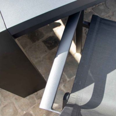 Ensemble IBIZA 6/8p en aluminium gris/noir et 8 fauteuils en textilène