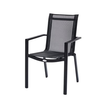 Ensemble IBIZA 8/10p en aluminium gris/noir et 8 fauteuils en textilène