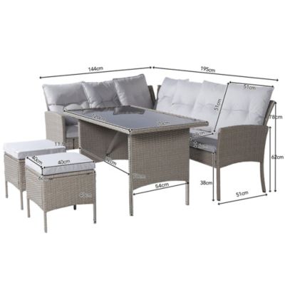 Ensemble Jardin Résine Tressée 7 Personnes Table Tabouret Kaki Blackcolors