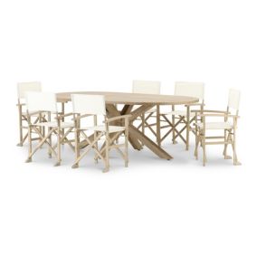 Ensemble jardin table ovale 220x115 et 6 chaises directeur - Siena & Java Light