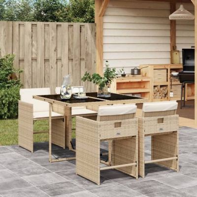 Ensemble jardin vidaXL 5 pièces beige poly rotin