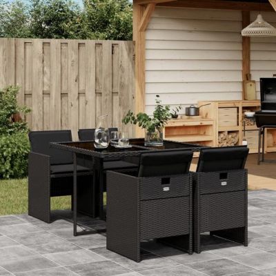 Ensemble jardin vidaXL 5 pièces résine tressée noir