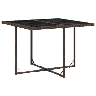 Ensemble jardin vidaXL 9 pièces poly rotin marron verre trempé