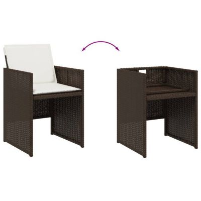 Ensemble jardin vidaXL 9 pièces poly rotin marron verre trempé