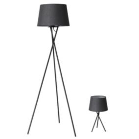 Ensemble lampe de table et lampadaire Gooban E27/E14 42W H.156cm noir GoodHome
