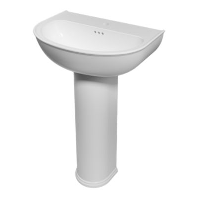 Ensemble lavabo et colonne en céramique blanc Endell GoodHome