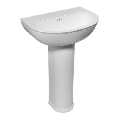 Ensemble lavabo et colonne en céramique blanc Endell GoodHome